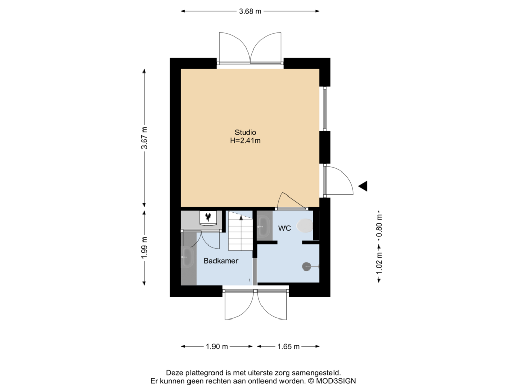 Bekijk plattegrond van Studio BG van Van Lennepweg 3