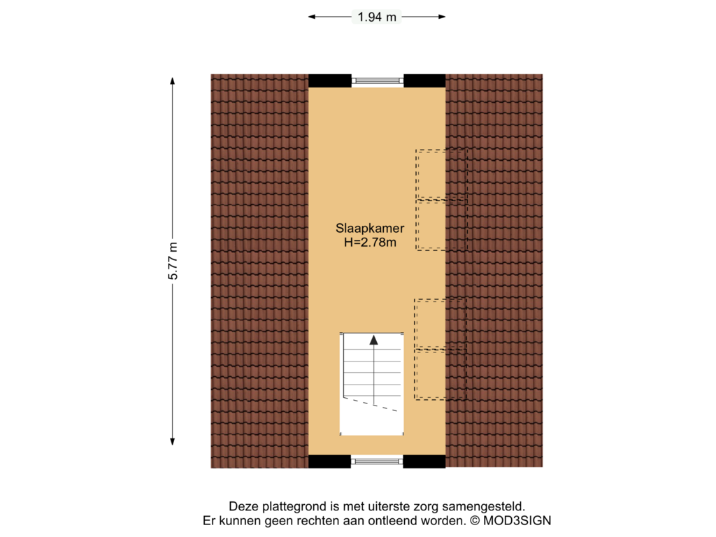 Bekijk plattegrond van Studio Verdieping van Van Lennepweg 3