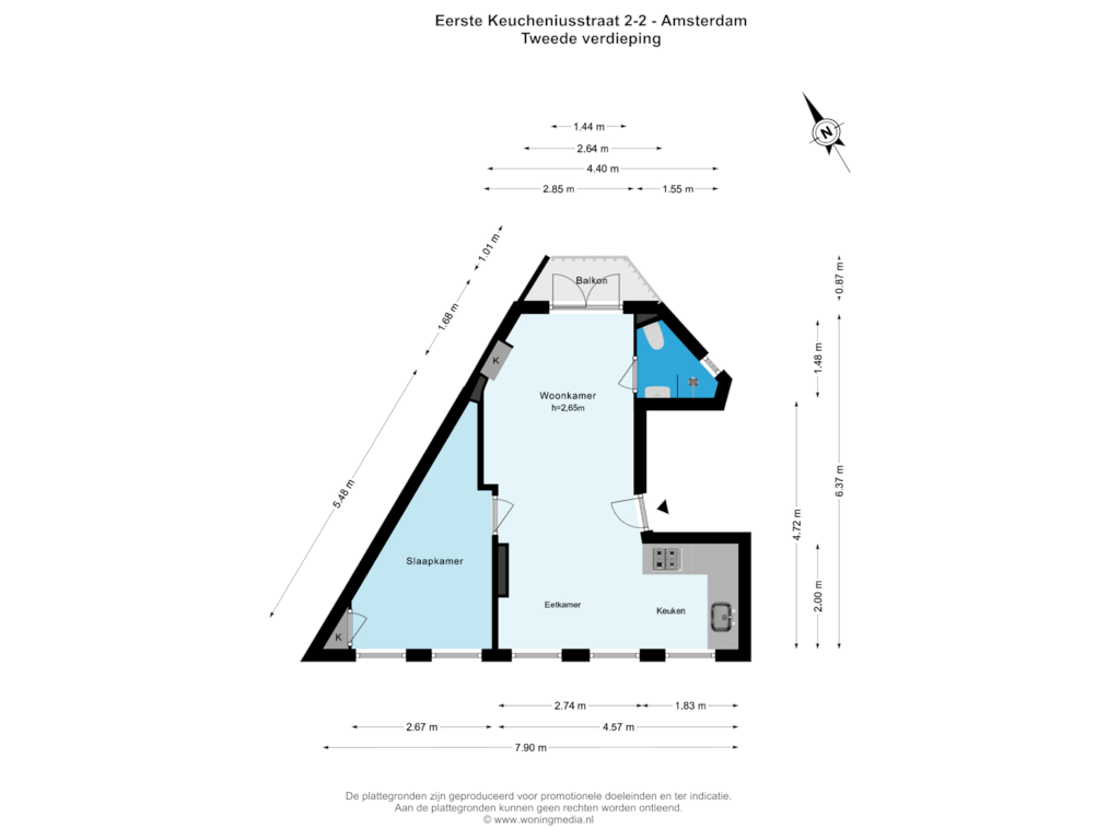 Bekijk plattegrond van Tweede verdieping van Eerste Keucheniusstraat 2-2