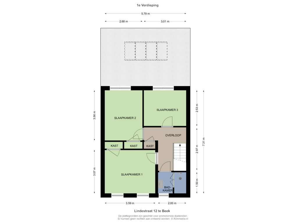 View floorplan of 1e Verdieping of Lindestraat 12