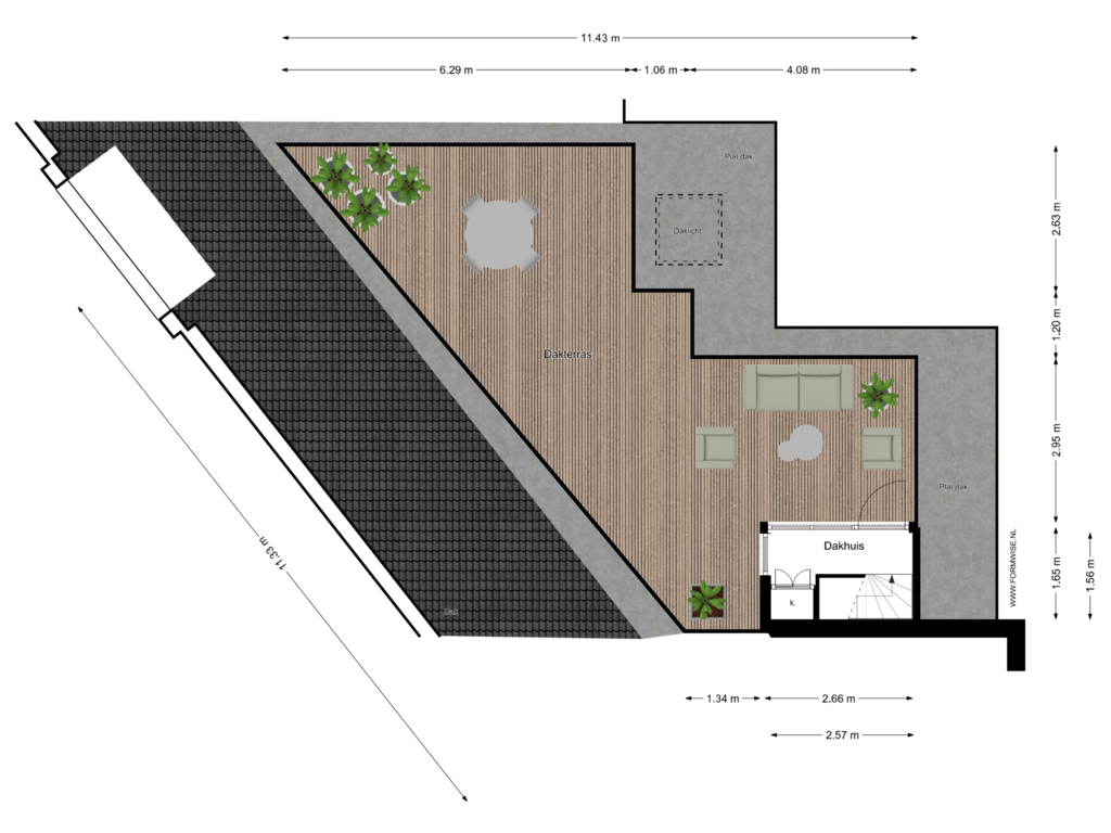 Bekijk plattegrond van DAKTERRAS van Zocherstraat 58-4