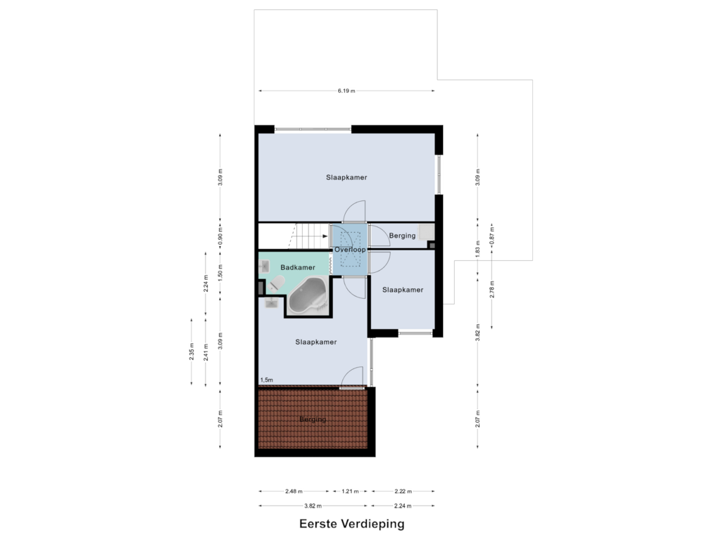 View floorplan of Eerste Verdieping of Muggenbroekerlaan 25