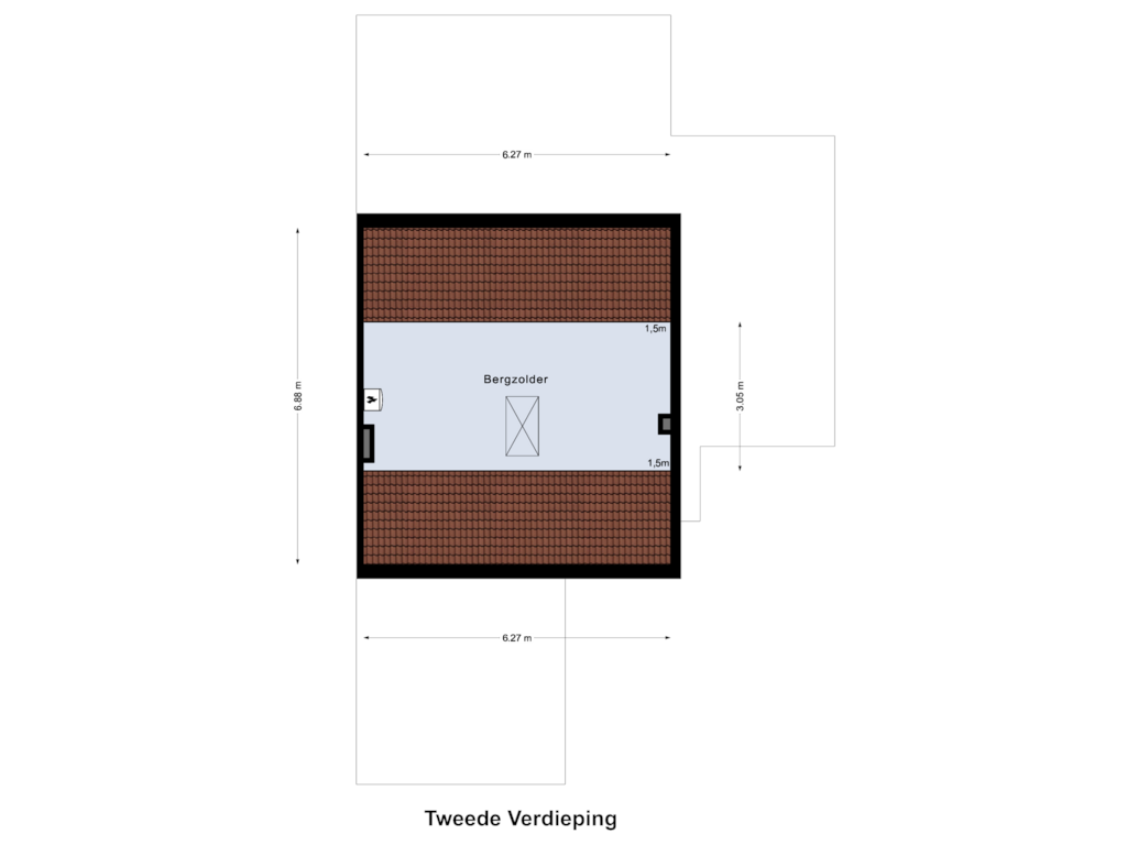 View floorplan of Tweede Verdieping of Muggenbroekerlaan 25