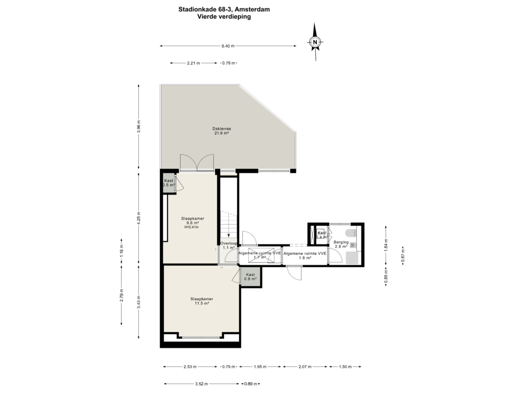 Bekijk plattegrond van Vierde verdieping van Stadionkade 68-3