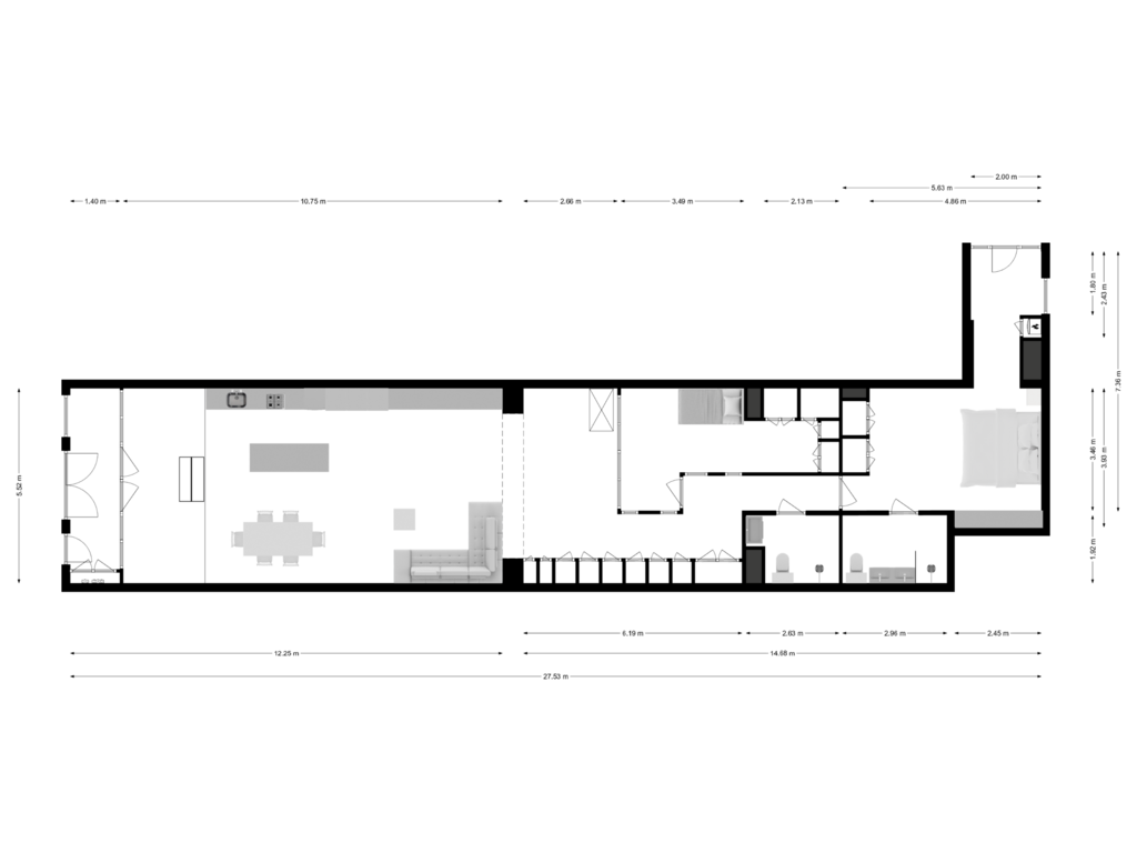 Bekijk plattegrond van Begane grond van Prins Hendrikkade 163