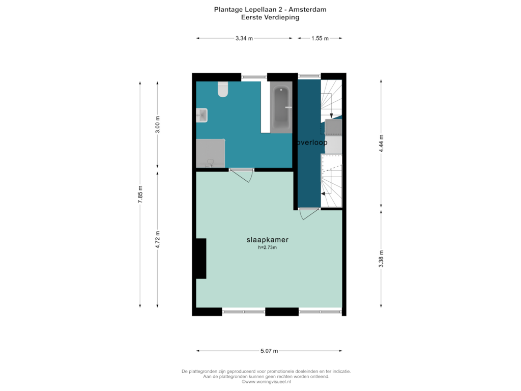 View floorplan of EERSTE VERDIEPING of Plantage Lepellaan 2