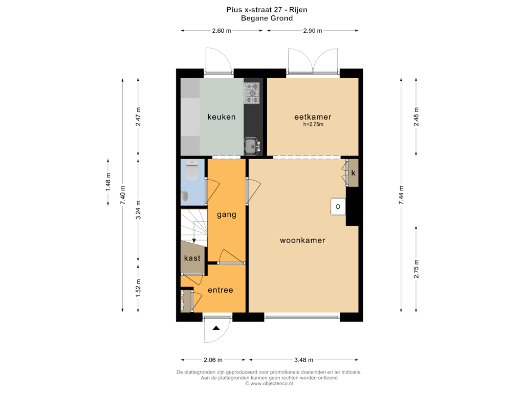 Bekijk plattegrond van BEGANE GROND van Pius X-straat 27