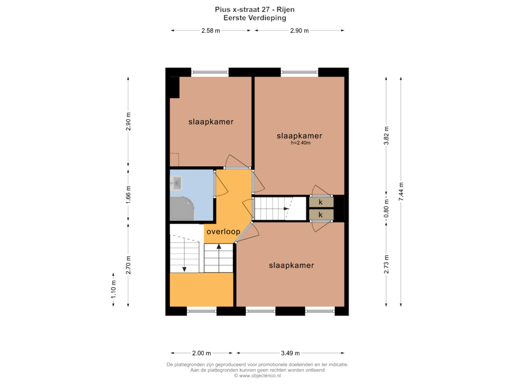 Bekijk plattegrond van EERSTE VERDIEPING van Pius X-straat 27