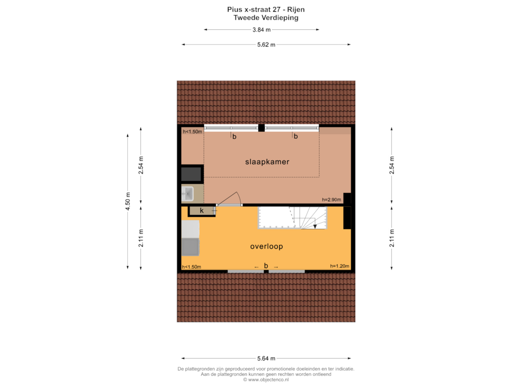 Bekijk plattegrond van TWEEDE VERDIEPING van Pius X-straat 27