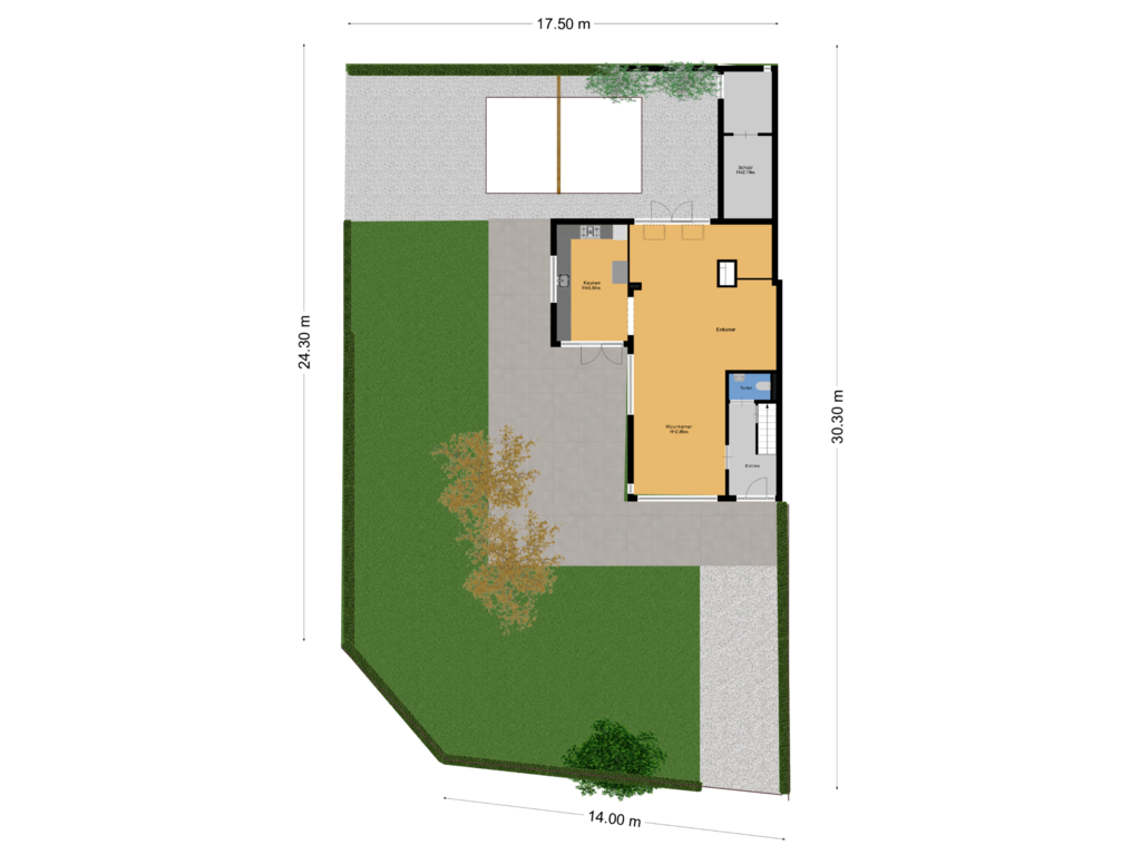 Bekijk plattegrond van Begane grond met perceel van Amersfoortsestraatweg 2