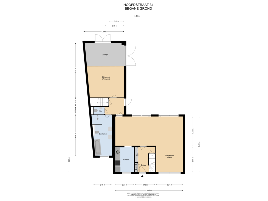 View floorplan of Begane grond of Hoofdstraat 34