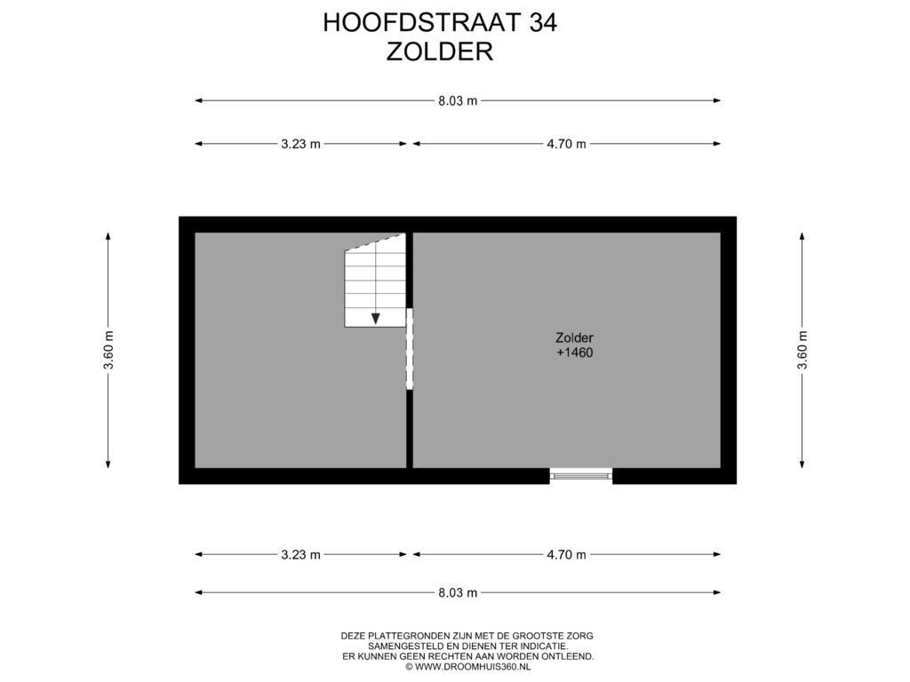 View floorplan of Zolder of Hoofdstraat 34