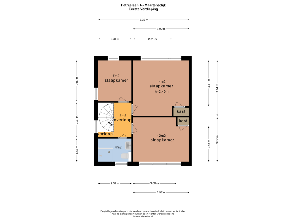 Bekijk plattegrond van EERSTE VERDIEPING van Patrijslaan 4