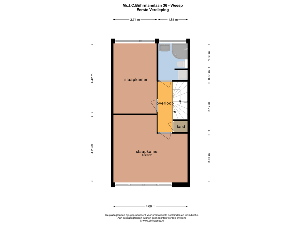 Bekijk plattegrond van EERSTE VERDIEPING van Mr.J.C.Bührmannlaan 36