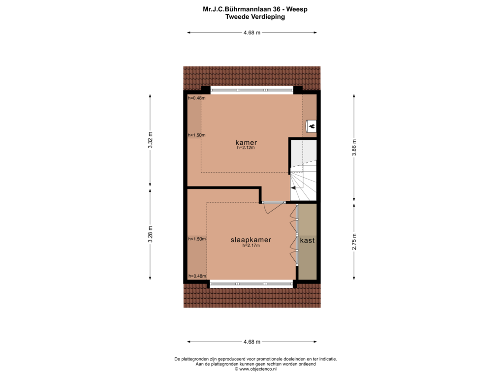 Bekijk plattegrond van TWEEDE VERDIEPING van Mr.J.C.Bührmannlaan 36