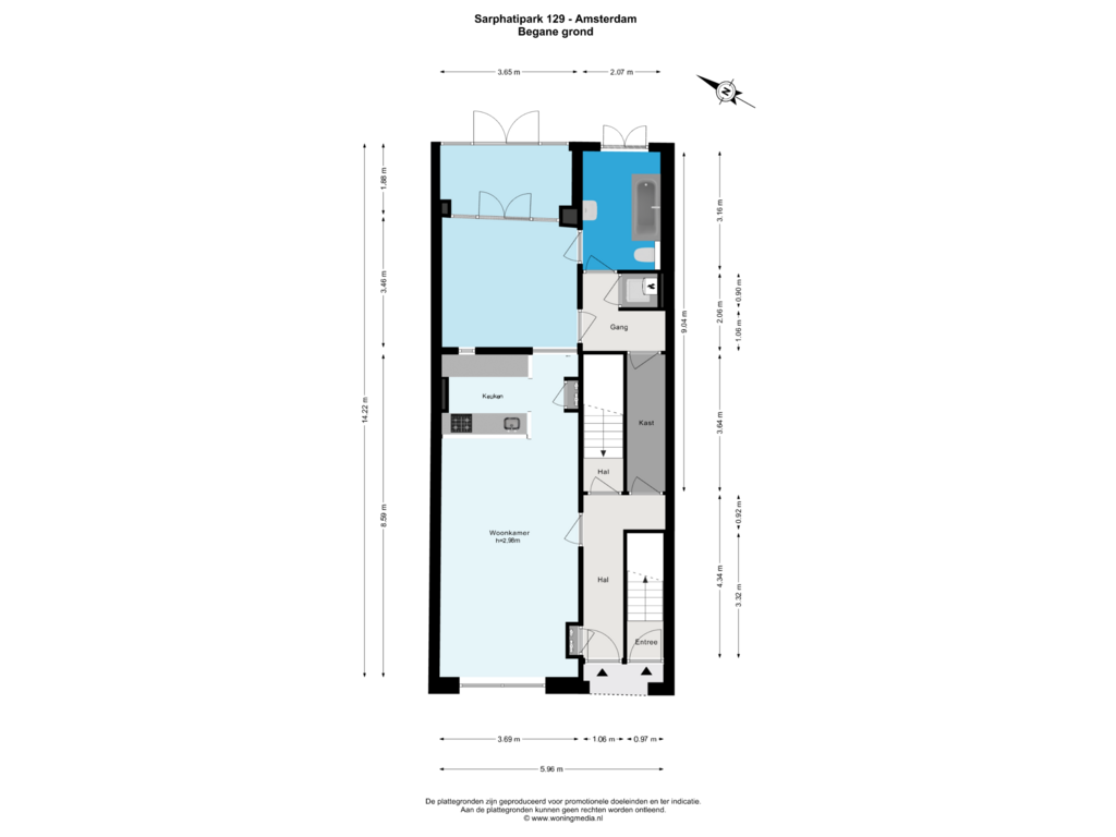 View floorplan of Begane grond of Sarphatipark 129-H