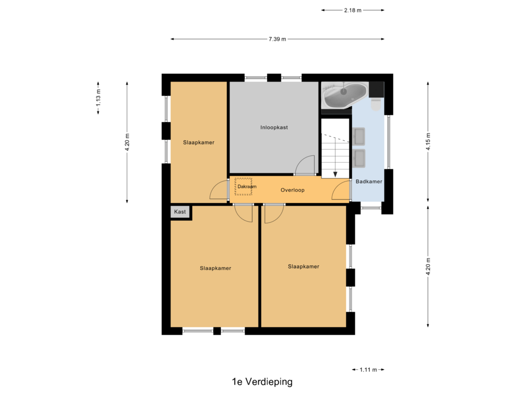 View floorplan of 1e Verdieping of Gentstraat 16