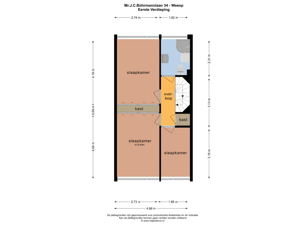 Bekijk plattegrond van EERSTE VERDIEPING van Mr.J.C.Bührmannlaan 34