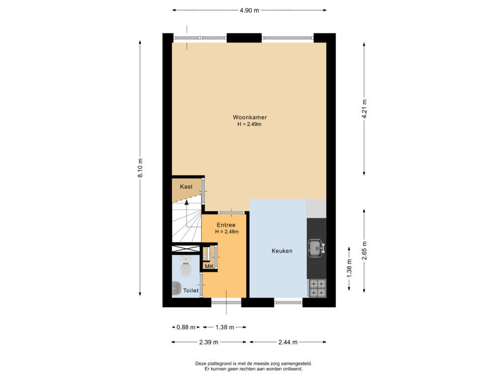 Bekijk plattegrond van Begane grond van A.C.W. Staringstraat 38