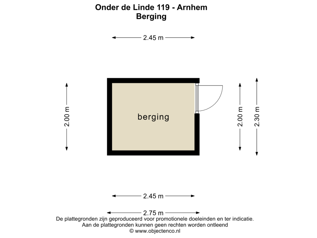 Bekijk plattegrond van BERGING van Onder de Linden 119