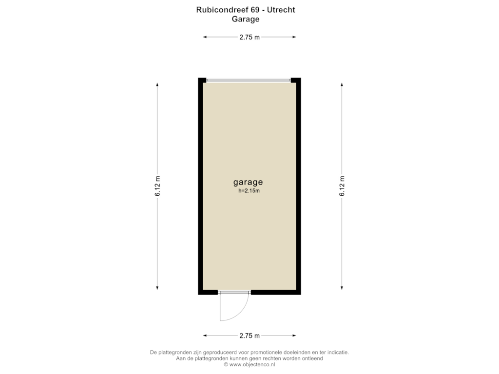 Bekijk plattegrond van GARAGE van Rubicondreef 69