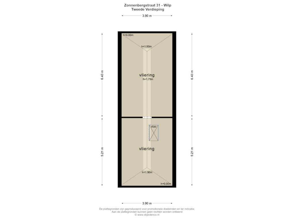 View floorplan of Tweede Verdieping of Zonnenbergstraat 31