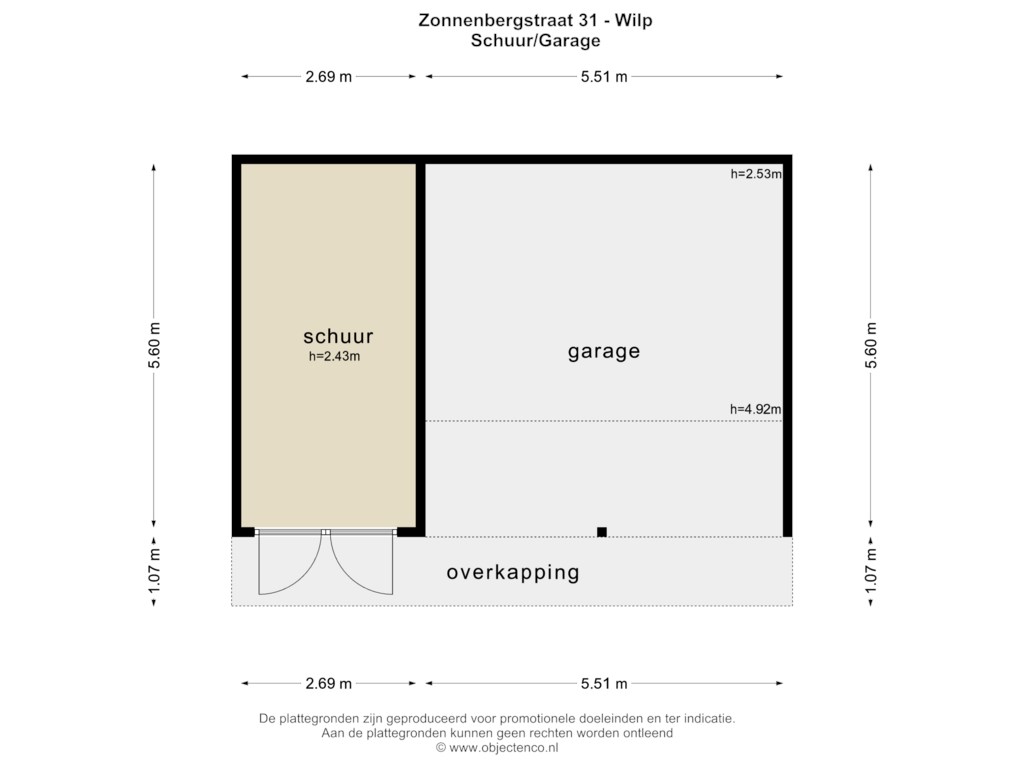 View floorplan of Schuur/Garage of Zonnenbergstraat 31