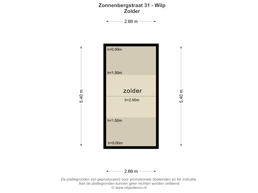 View floorplan of Zolder of Zonnenbergstraat 31