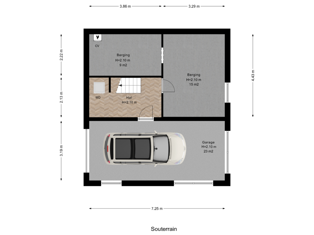 Bekijk plattegrond van Souterrain van M.C.Verloopweg 32-D