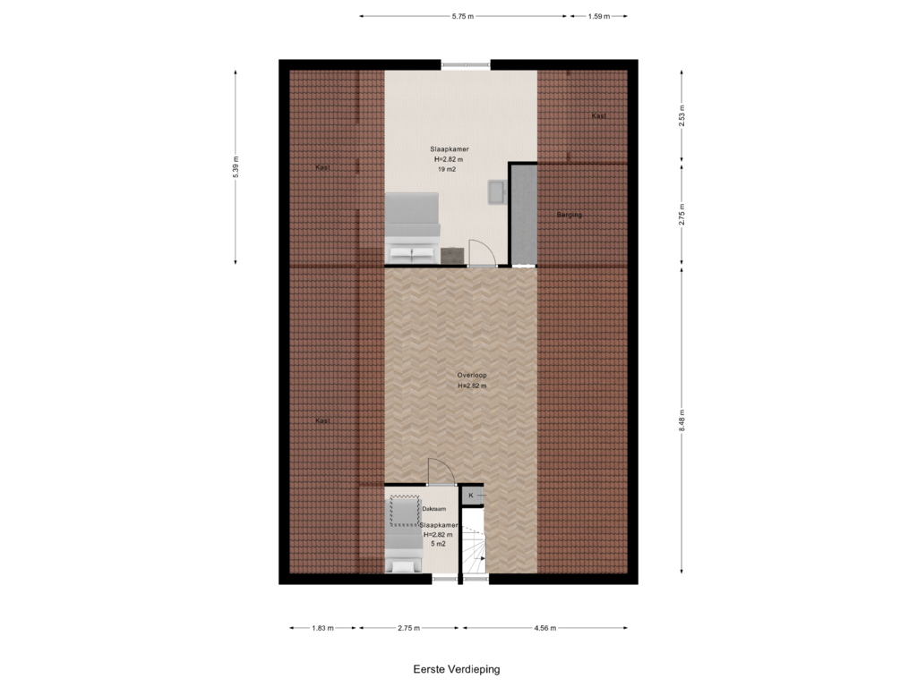 Bekijk plattegrond van Eerste Verdieping van M.C.Verloopweg 32-D