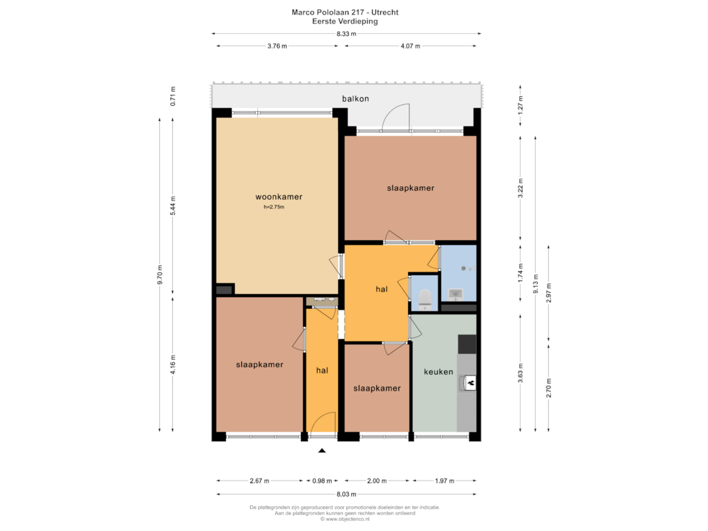 View floorplan of Eerste Verdieping of Marco Pololaan 217