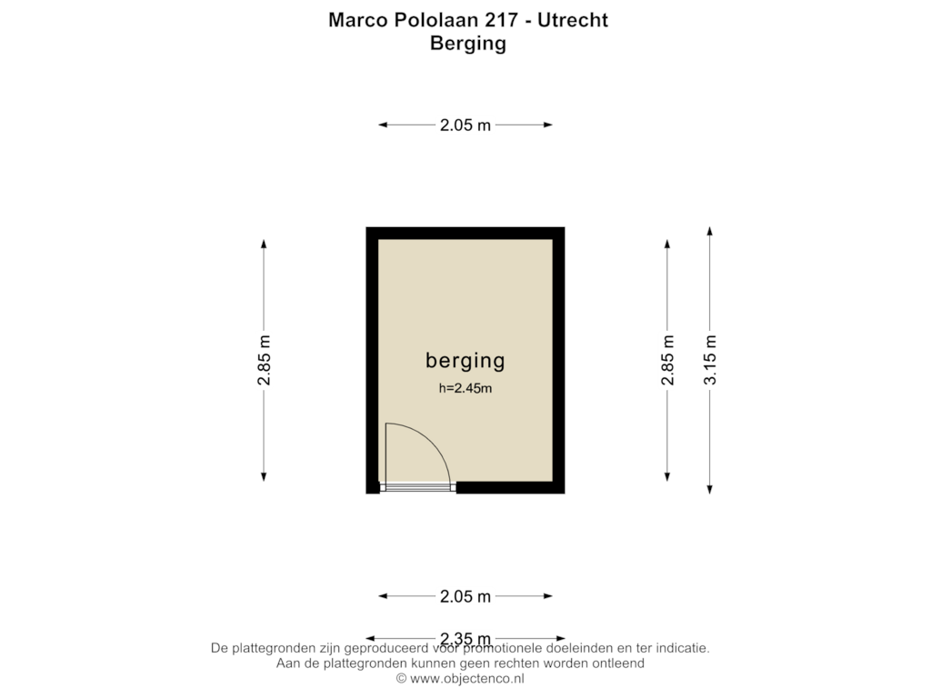 View floorplan of Berging of Marco Pololaan 217