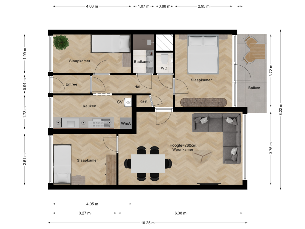 Bekijk plattegrond van Appartement van Kennedylaan 47