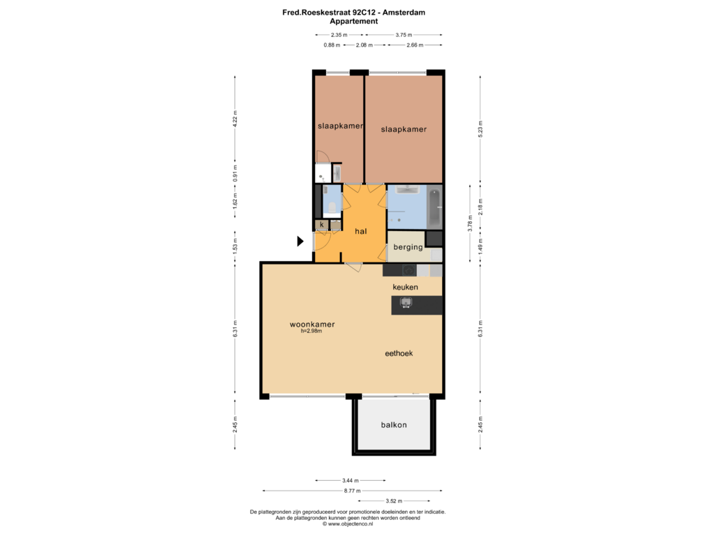 View floorplan of APPARTEMENT of Fred. Roeskestraat 92-C12