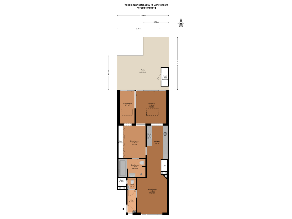 Bekijk plattegrond van Perceeltekening van Vogelenzangstraat 50-H