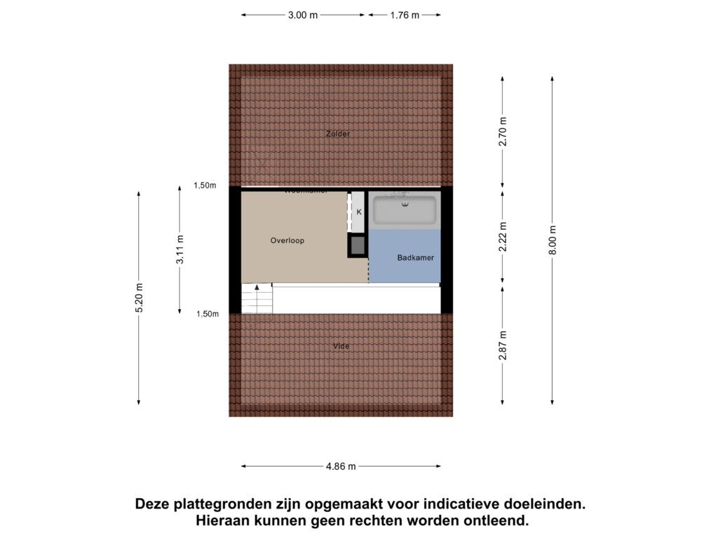 View floorplan of Tweede Verdieping of Februaristraat 87