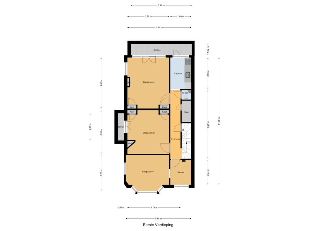 Bekijk plattegrond van Eerste Verdieping van Kortekade 51-A01