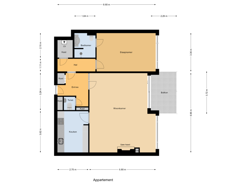 Bekijk plattegrond van Appartement van Graadt van Roggenstraat 137