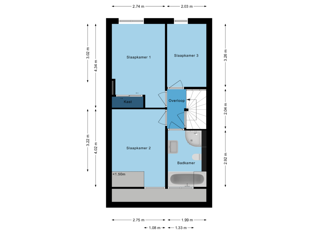 Bekijk plattegrond van Eerste verdieping van Beemke 27