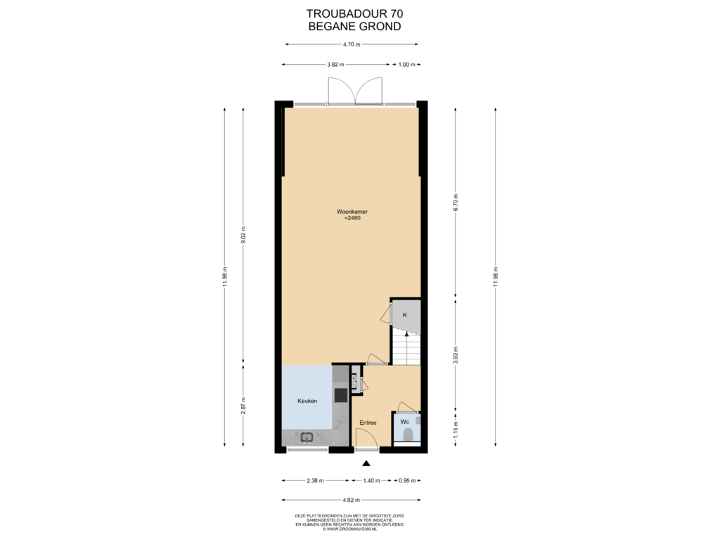 Bekijk plattegrond van Begane grond van Troubadour 70