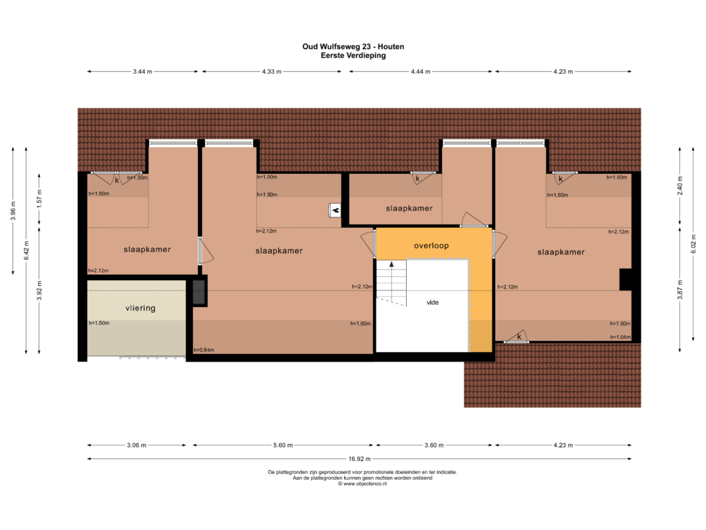 View floorplan of EERSTE VERDIEPING of Oud Wulfseweg 23