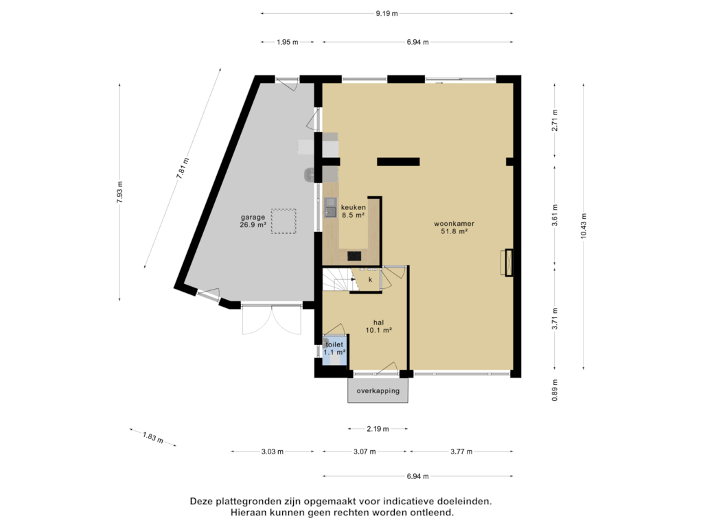 View floorplan of begane grond of Tulpenlaan 29