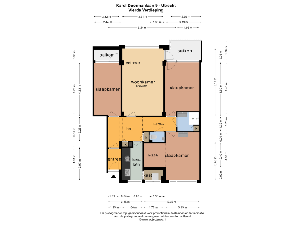 Bekijk plattegrond van VIERDE VERDIEPING van Karel Doormanlaan 9