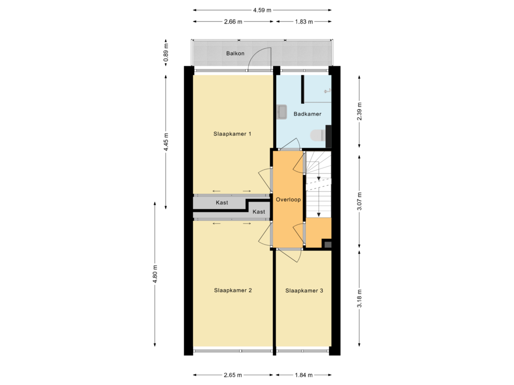 View floorplan of Eerste verdieping of Hortensiastraat 9