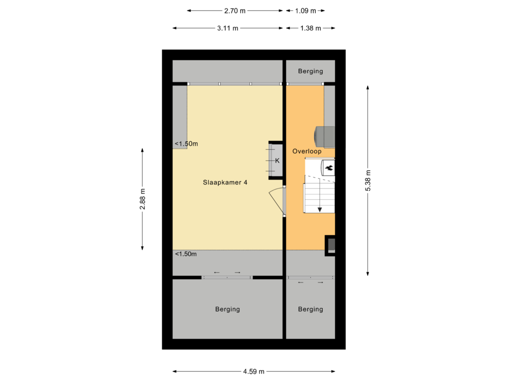 View floorplan of Tweede verdieping of Hortensiastraat 9