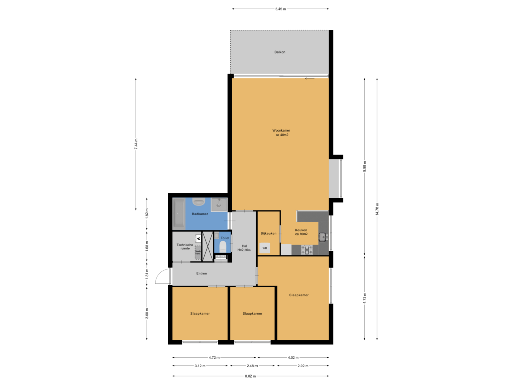 Bekijk plattegrond van Appartement van Wulfert Floorlaan 46