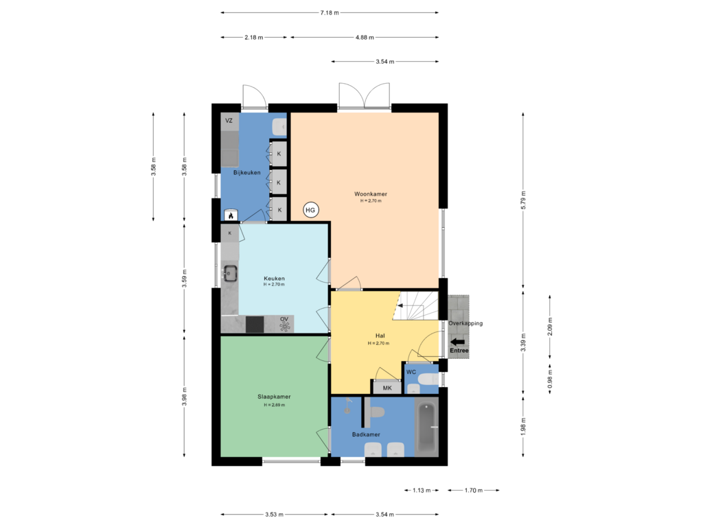 View floorplan of Begane grond of Vlierbessenlaan 65