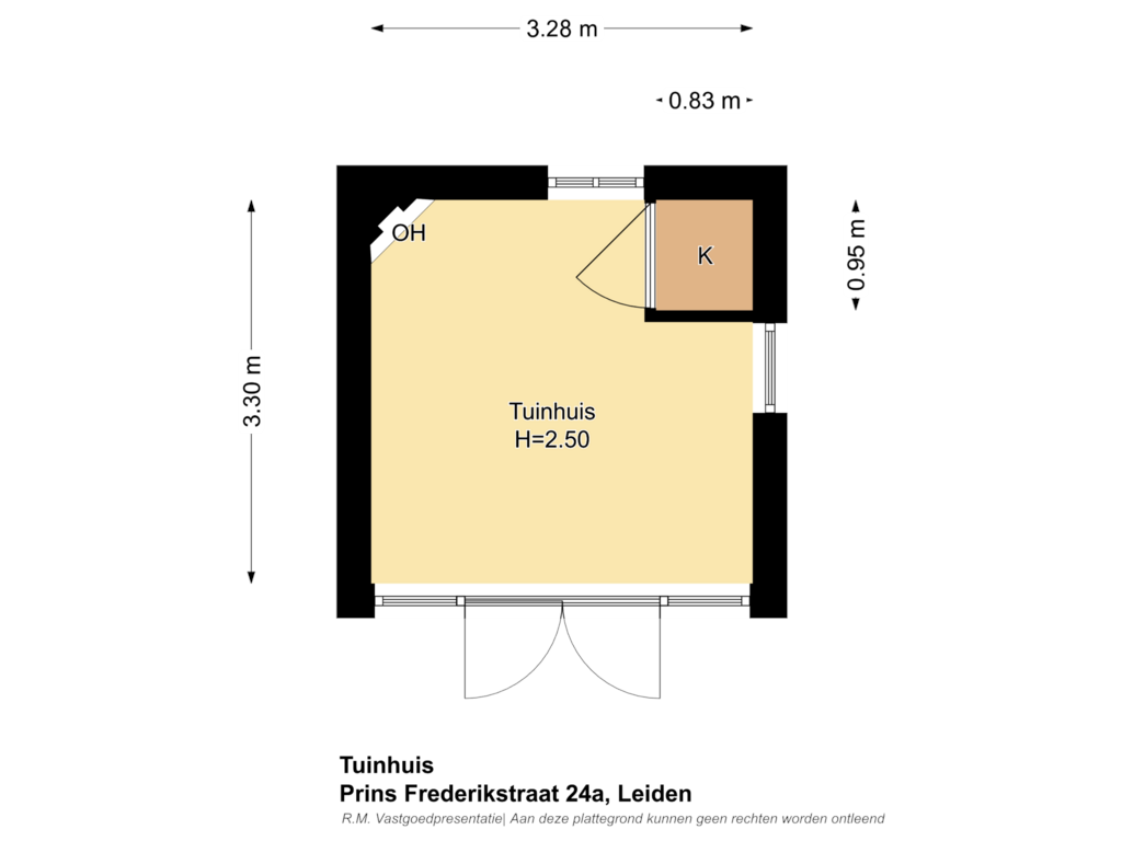 Bekijk plattegrond van Tuinhuis van Prins Frederikstraat 24-A