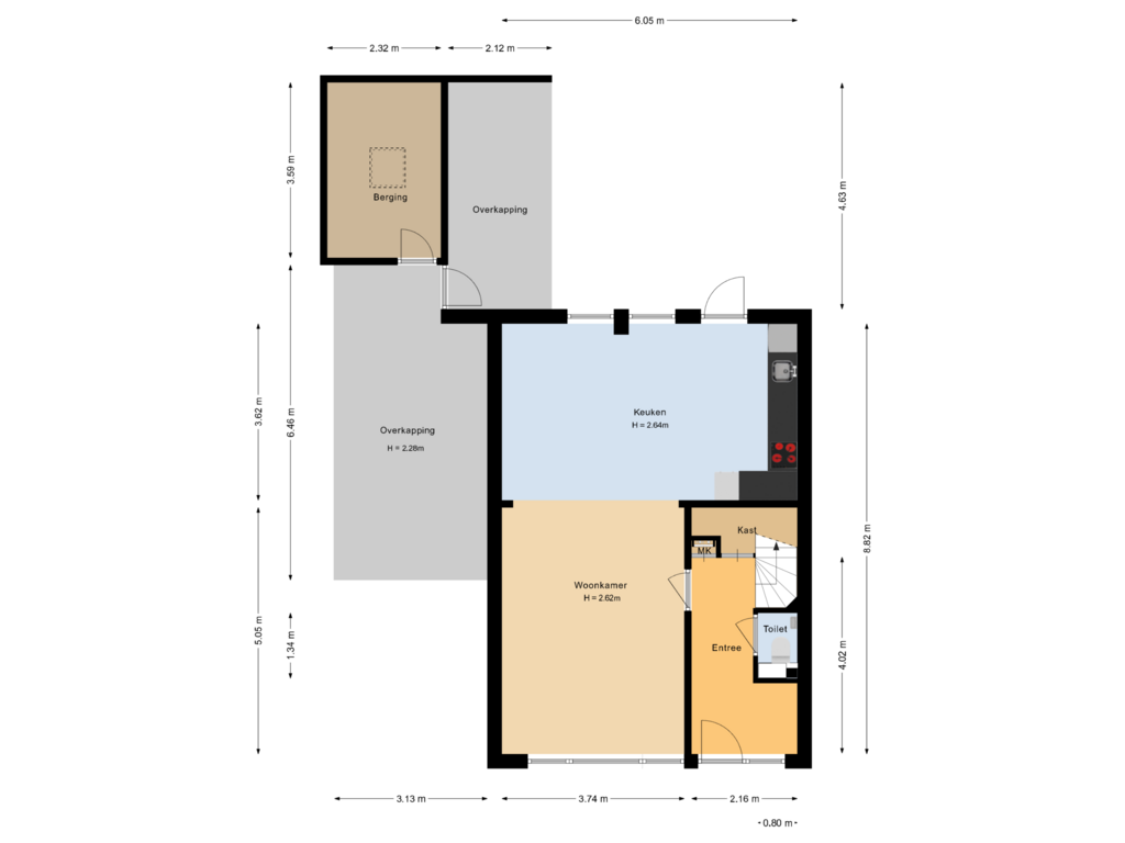 View floorplan of Begane grond of Kon.Wilhelminalaan 16