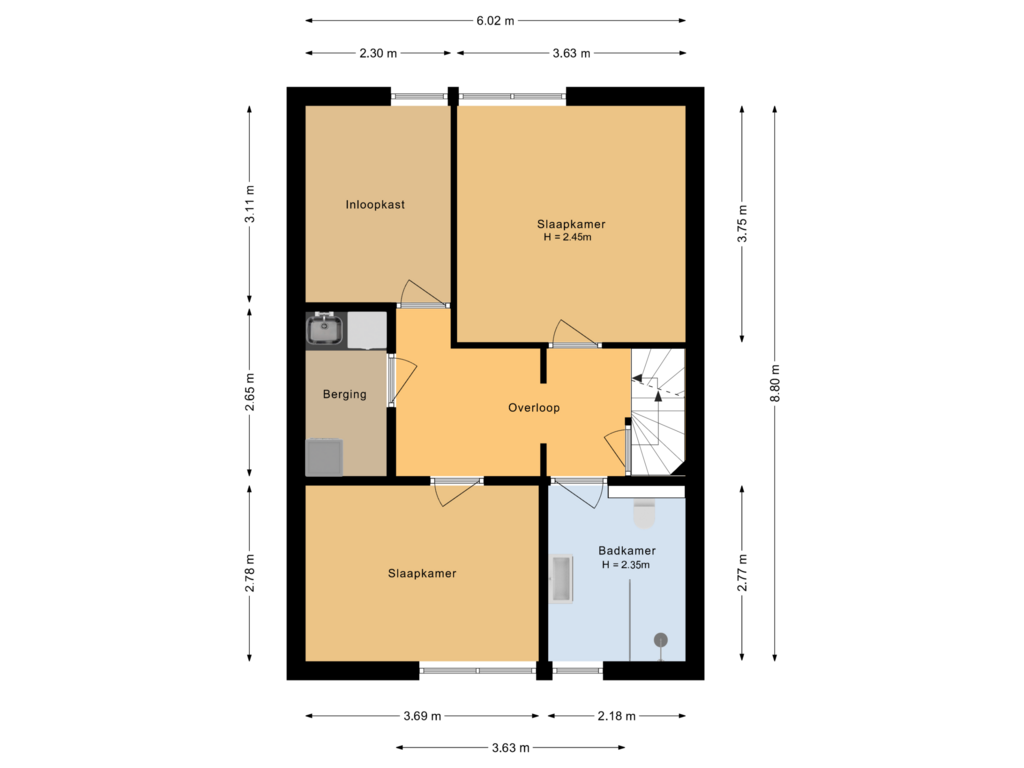 View floorplan of Eerste verdieping of Kon.Wilhelminalaan 16